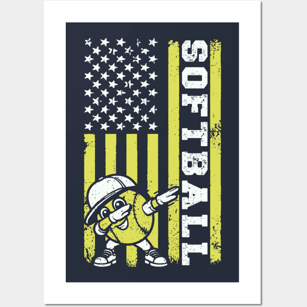 Softball American Flag Wall Art by Etopix